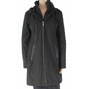 Michael Kors long hooded raincoat quilted sleeves